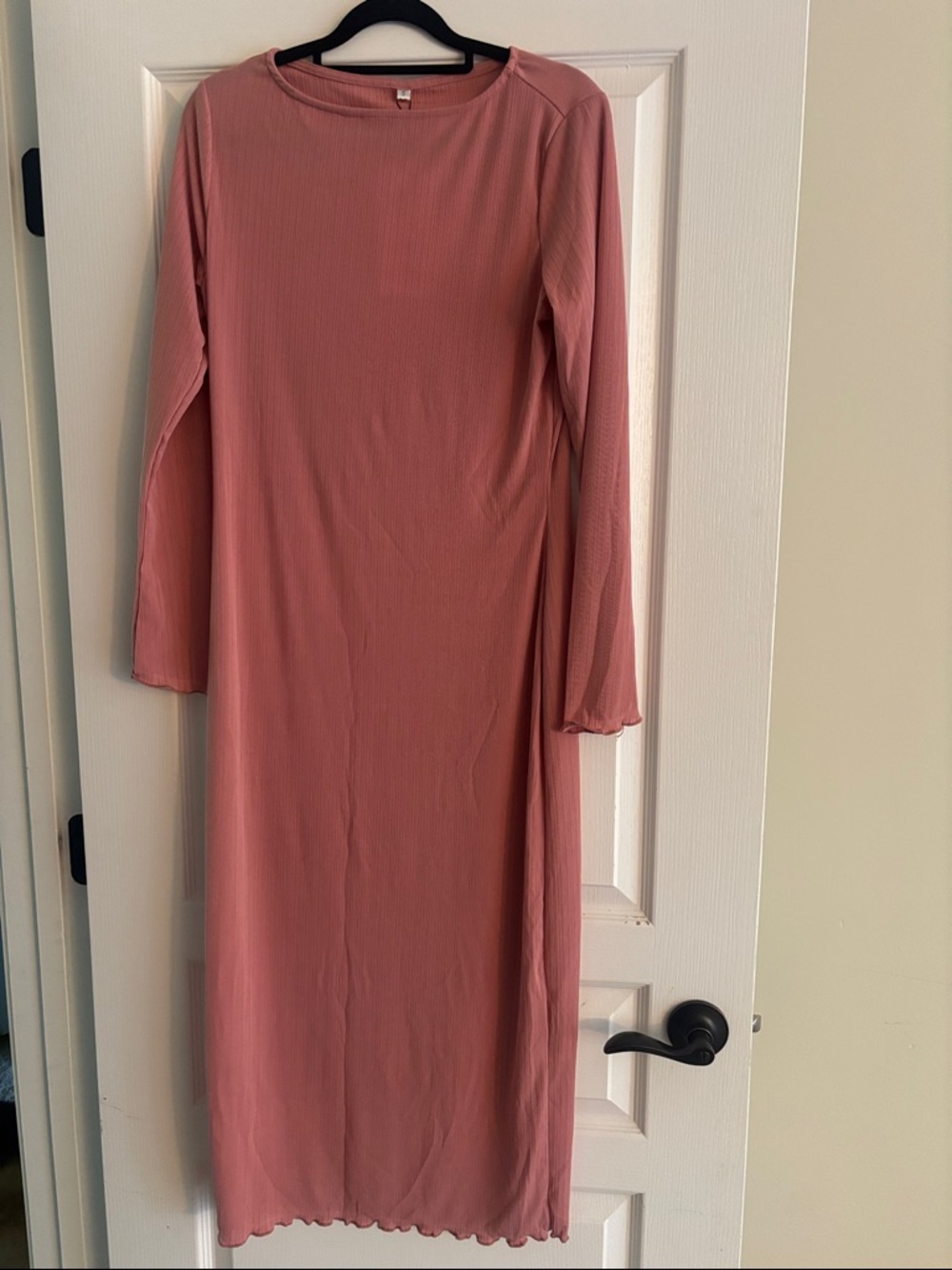 3 for $20 Everyday Ribbed Long-Sleeve Midi Dress in Dusty Rose